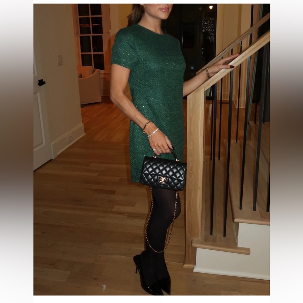 She + Sky Green Sequin Tweed Mini Dress NWT LARGE